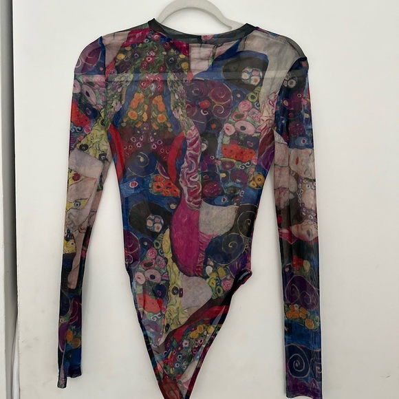 Zara Art Mesh Long Sleeve Bodysuit - Picture 2 of 3